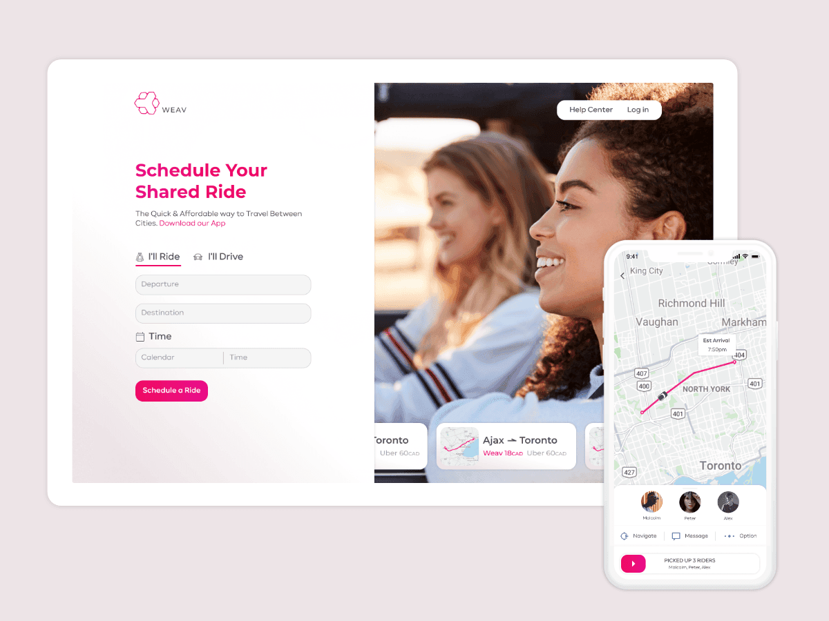 WEAV - LONG DISTANCE RIDESHARING SERVICE - CO FOUNDER - 2017 - 2022
